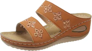 Platform Shoes for Women Wedge Sandals Non Slip Arch Support Sandals Lightweight Memory Foam Platform Shoes Comfortable Walking Slide for Plantar Fasciitis