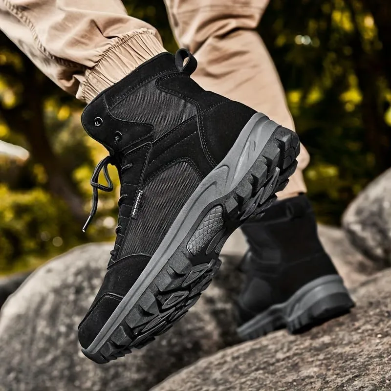 PLUS SIZE Men's Ankle Boots hiking shoes, Comfy Non Slip Lace Up Breathable Shoes For Men's Outdoor Activities