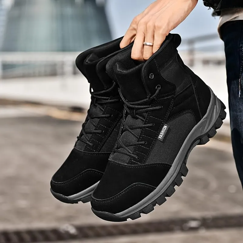 PLUS SIZE Men's Ankle Boots hiking shoes, Comfy Non Slip Lace Up Breathable Shoes For Men's Outdoor Activities