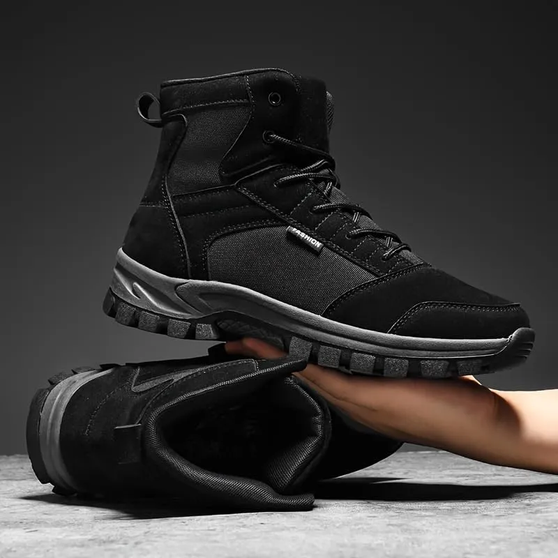 PLUS SIZE Men's Ankle Boots hiking shoes, Comfy Non Slip Lace Up Breathable Shoes For Men's Outdoor Activities