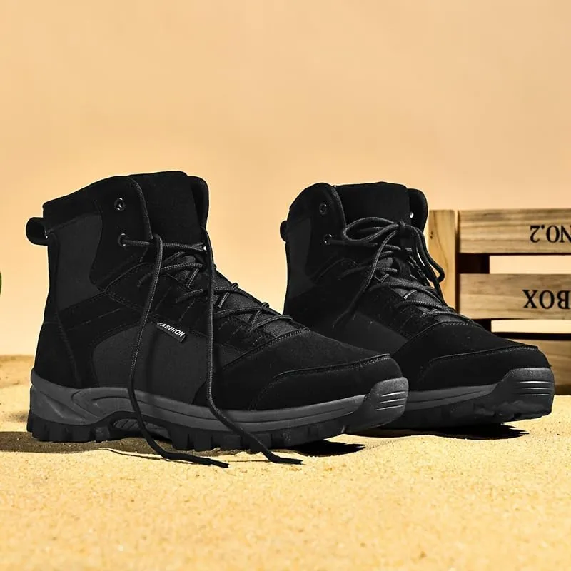 PLUS SIZE Men's Ankle Boots hiking shoes, Comfy Non Slip Lace Up Breathable Shoes For Men's Outdoor Activities