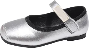 PU Leather Ballet Flat for Girls Wedding Part School niform Mary Jane Shoes Little Kid Baptism Plush House Slipper