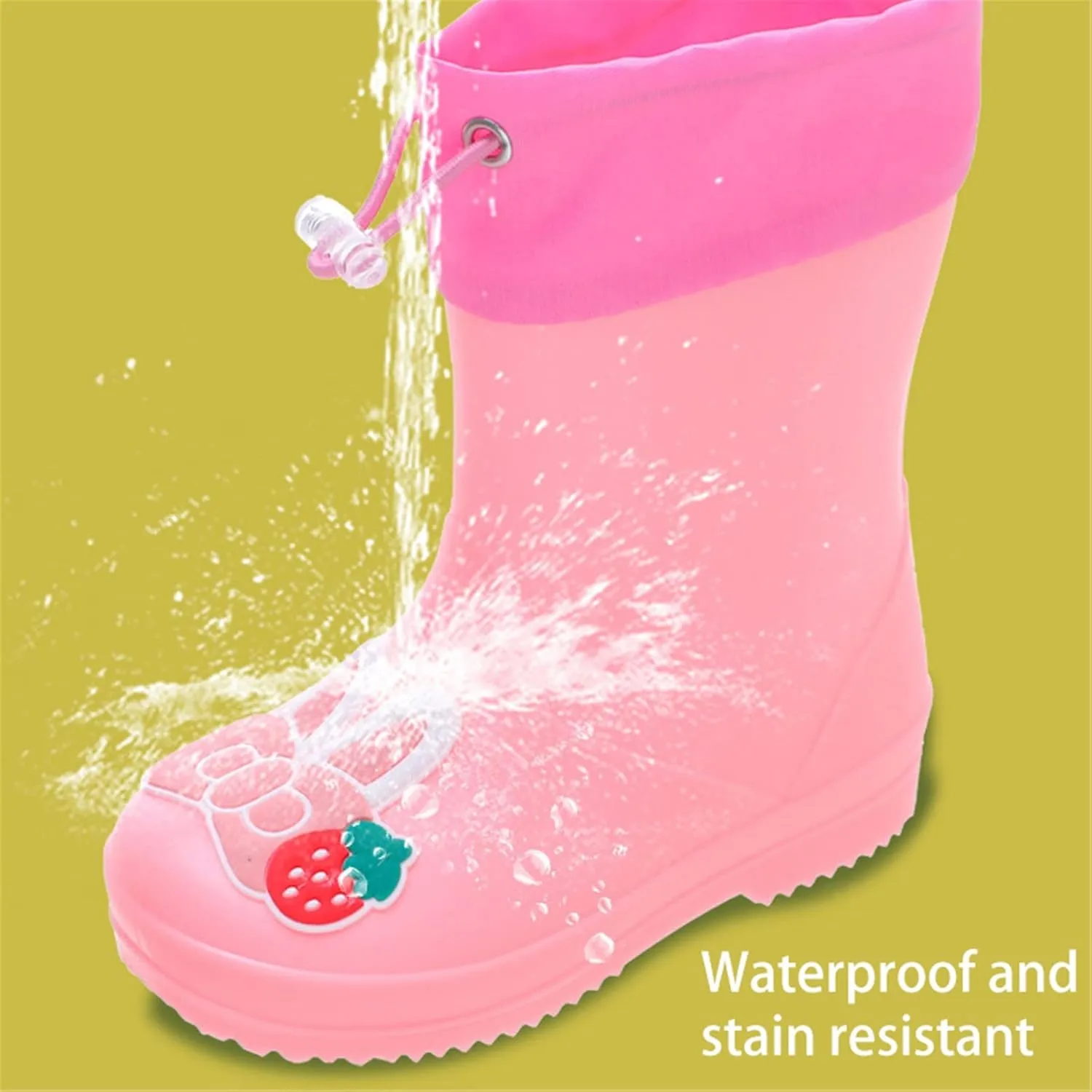 Rain Boots For Girls Boys Kids Rain Boot Insulated Liner For Boys & Girls Rubber Rain Boots Toddler Pink Ballet