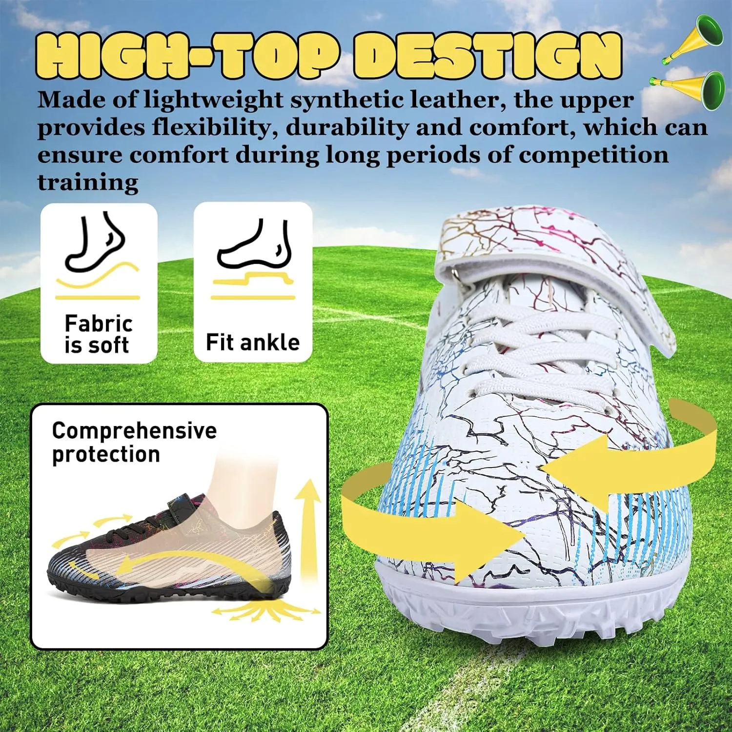 RDGO Boys Girls Soccer Cleats Lace Up Cleats(Little Kid/Big Kid)/AG