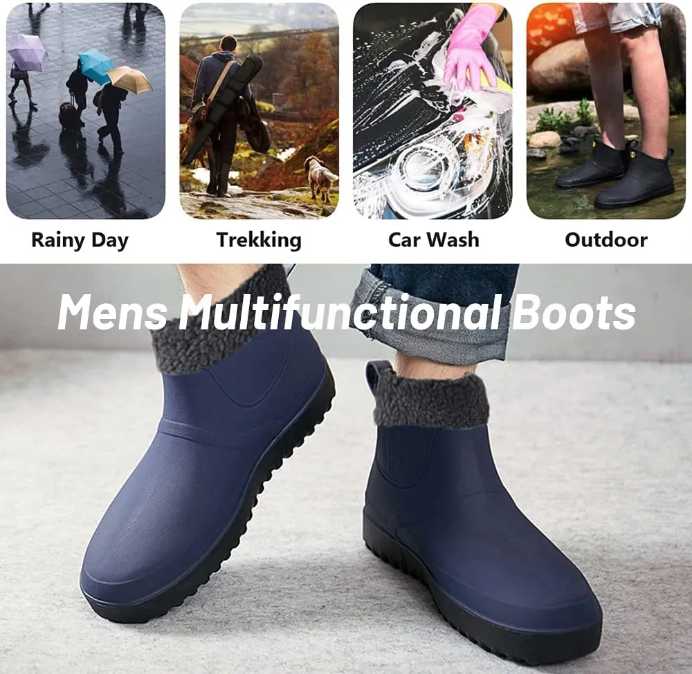 Rojeam Mens Rain Boots Waterproof Booties Garden Shoes Rain Shoes