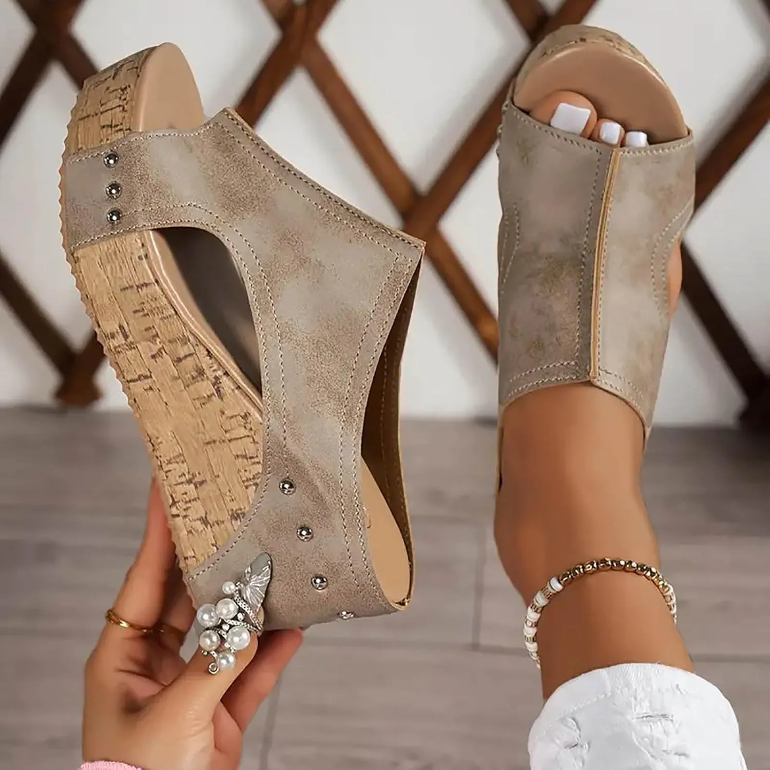 Sandals for Women 2025 Fashion Comfy Wedge Orthopedic Sandals Open Toe Wedge Platform Slides Casual Walking Shoes