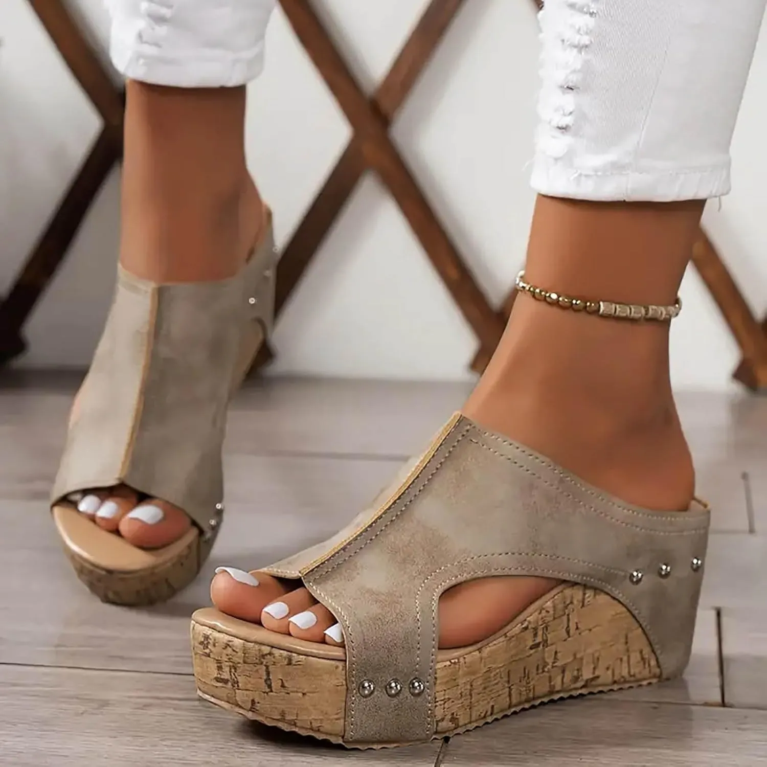 Sandals for Women 2025 Fashion Comfy Wedge Orthopedic Sandals Open Toe Wedge Platform Slides Casual Walking Shoes