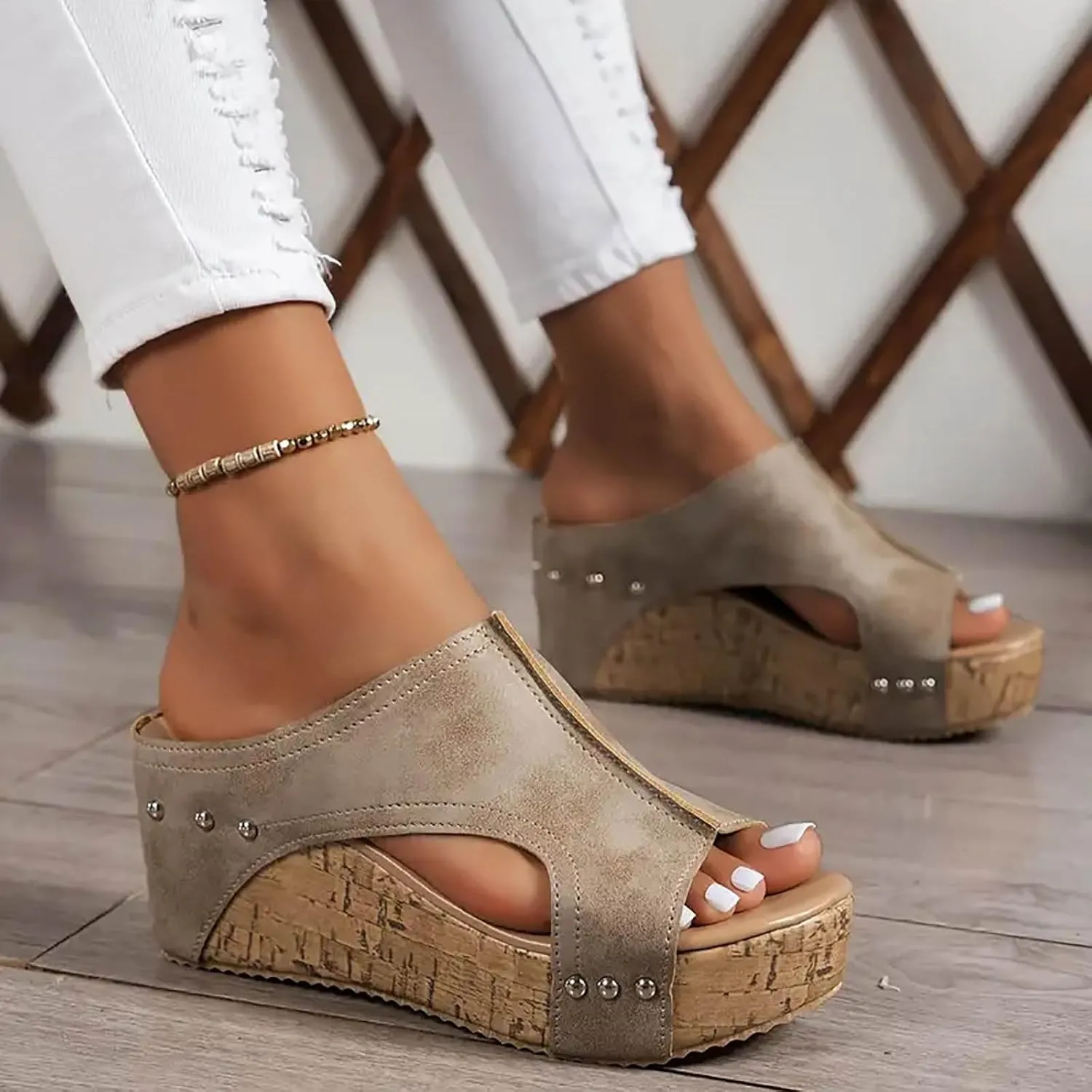 Sandals for Women 2025 Fashion Comfy Wedge Orthopedic Sandals Open Toe Wedge Platform Slides Casual Walking Shoes