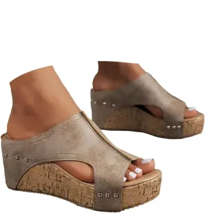 Sandals for Women 2025 Fashion Comfy Wedge Orthopedic Sandals Open Toe Wedge Platform Slides Casual Walking Shoes