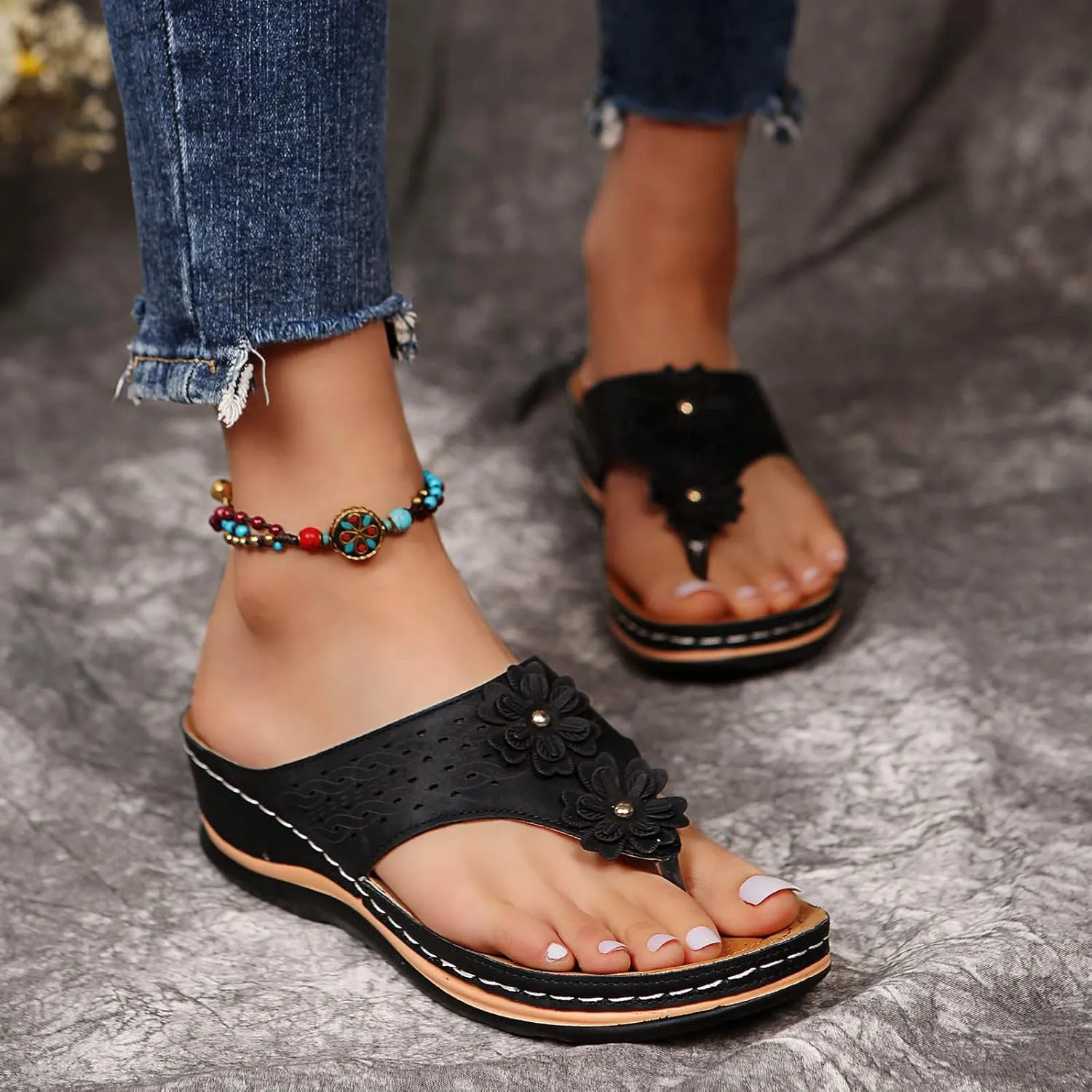 Sandals for Women Dressy Summer, Sandals with Arch Support Soft Orthotic Sandals Plantar Fasciitis Orthotic Flip Flop