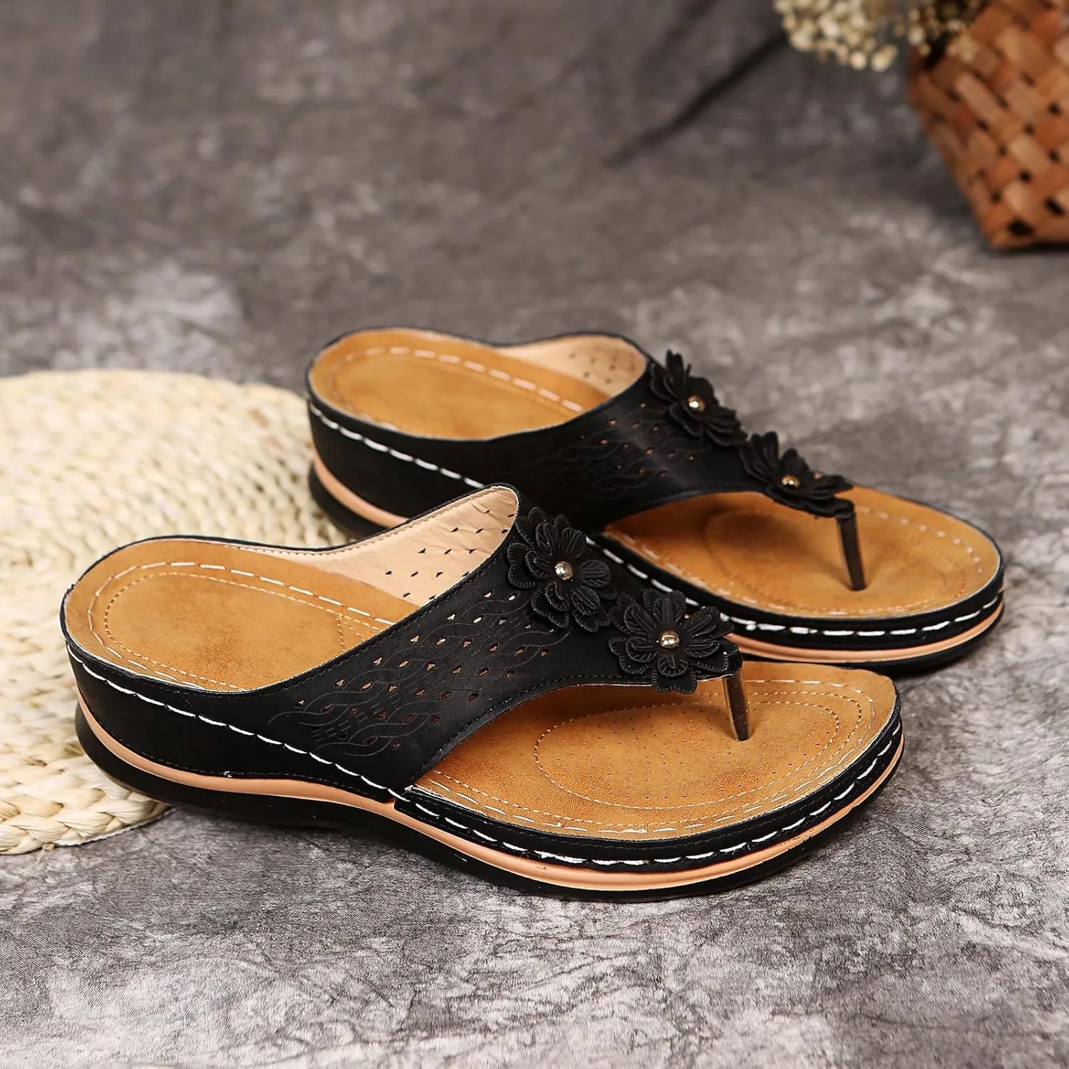 Sandals for Women Dressy Summer, Sandals with Arch Support Soft Orthotic Sandals Plantar Fasciitis Orthotic Flip Flop