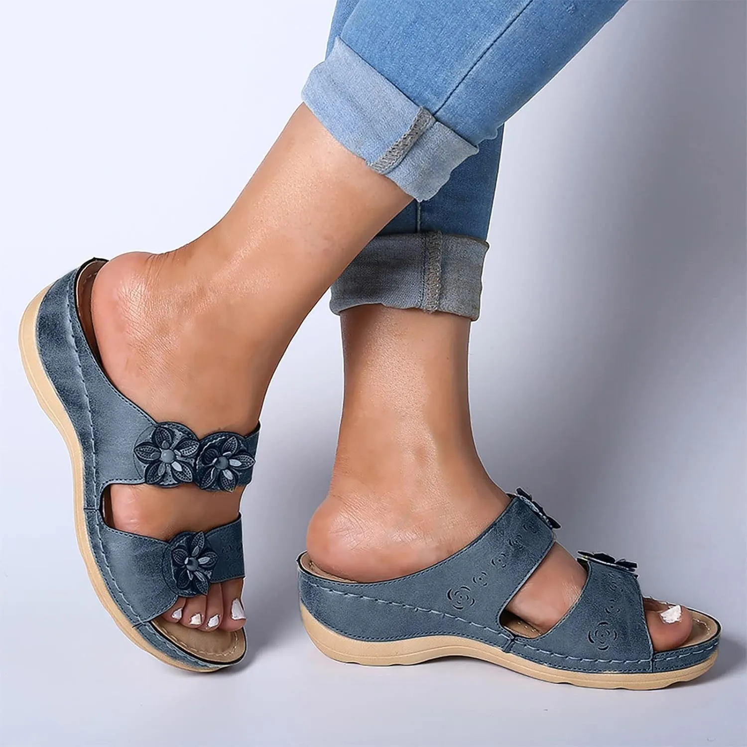Sandals Women Comfortable, Womens Sandals Premium Orthopedic Open Toe Sandals Retro Anti-Slip Breathable