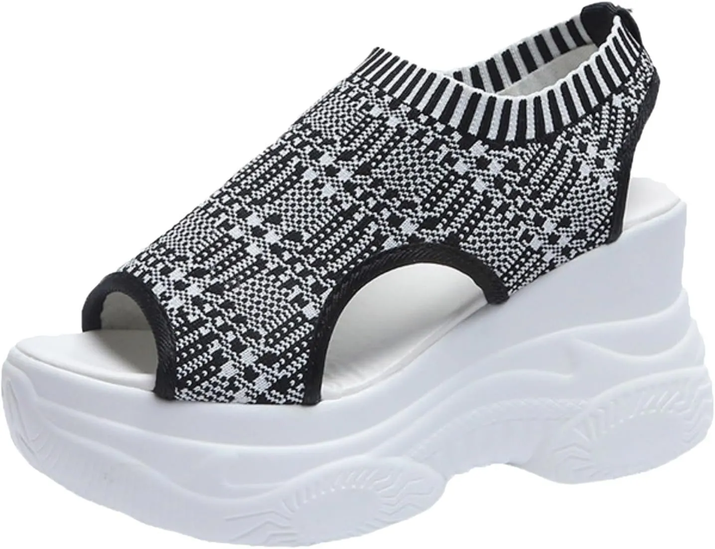 Thick Soled Sandals For Women Summer Mesh Breathable Fish Mouth Sloping Heel Sandals For Sports And Hiking Necessities