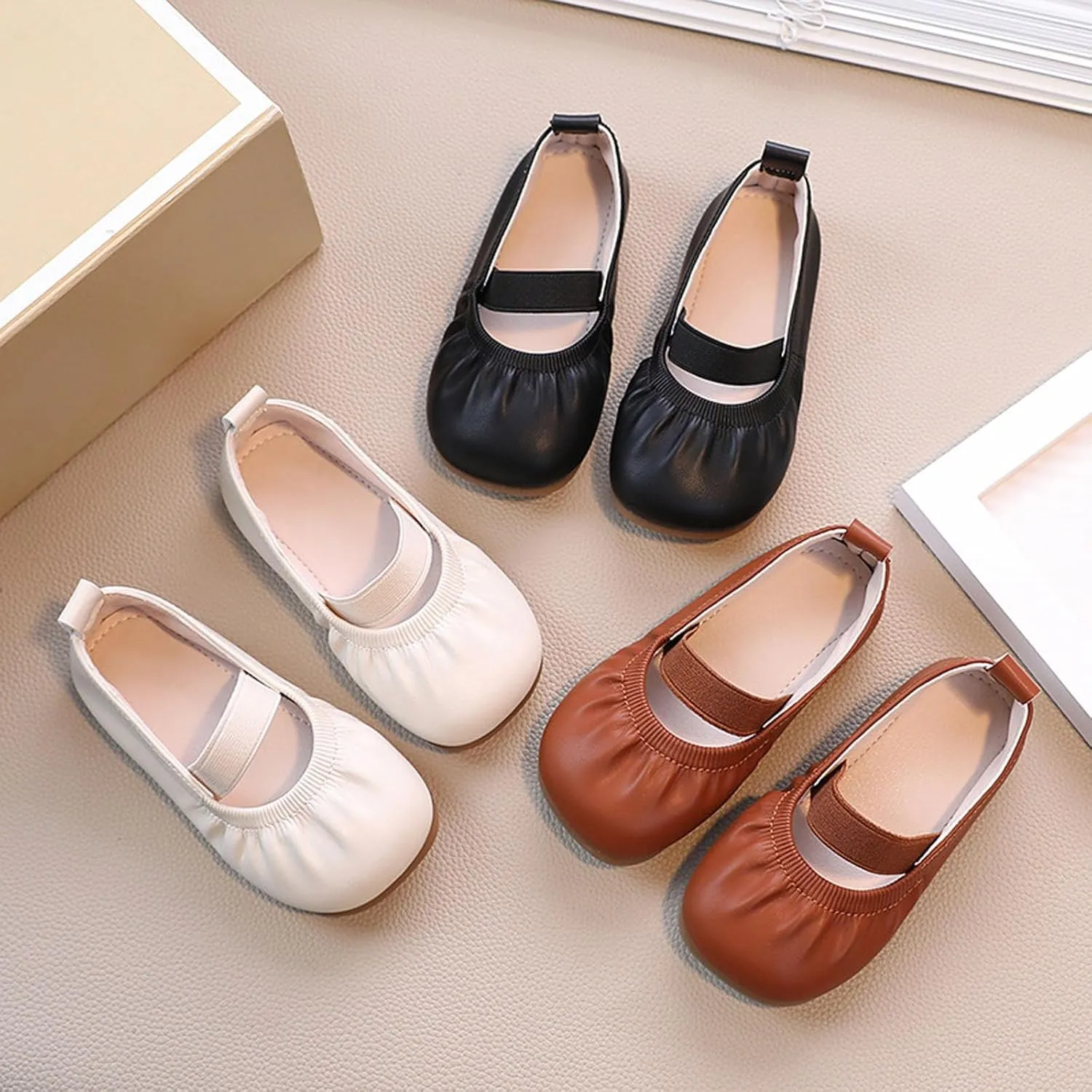 Toddler Ballet Shoes for Girls Soft Leather Ballet Slippers Ballet Shoes Dance Shoes for Girls Square Toe Ballet Flat??