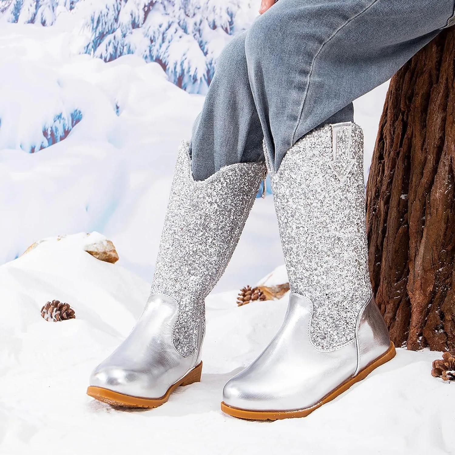 Toddler Girls Cowgirl Boots Western Glitter Cowboy Boot Ankle Boots Little Kids Big Kid Party Birthmen Dress Shoes