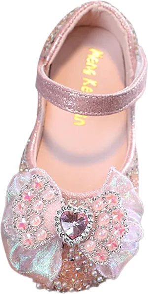 Toddler Girls hinestones Bows Mary Jane Ballet Flat Dress Shoes Flower Girls School Pary Wedding Sandals