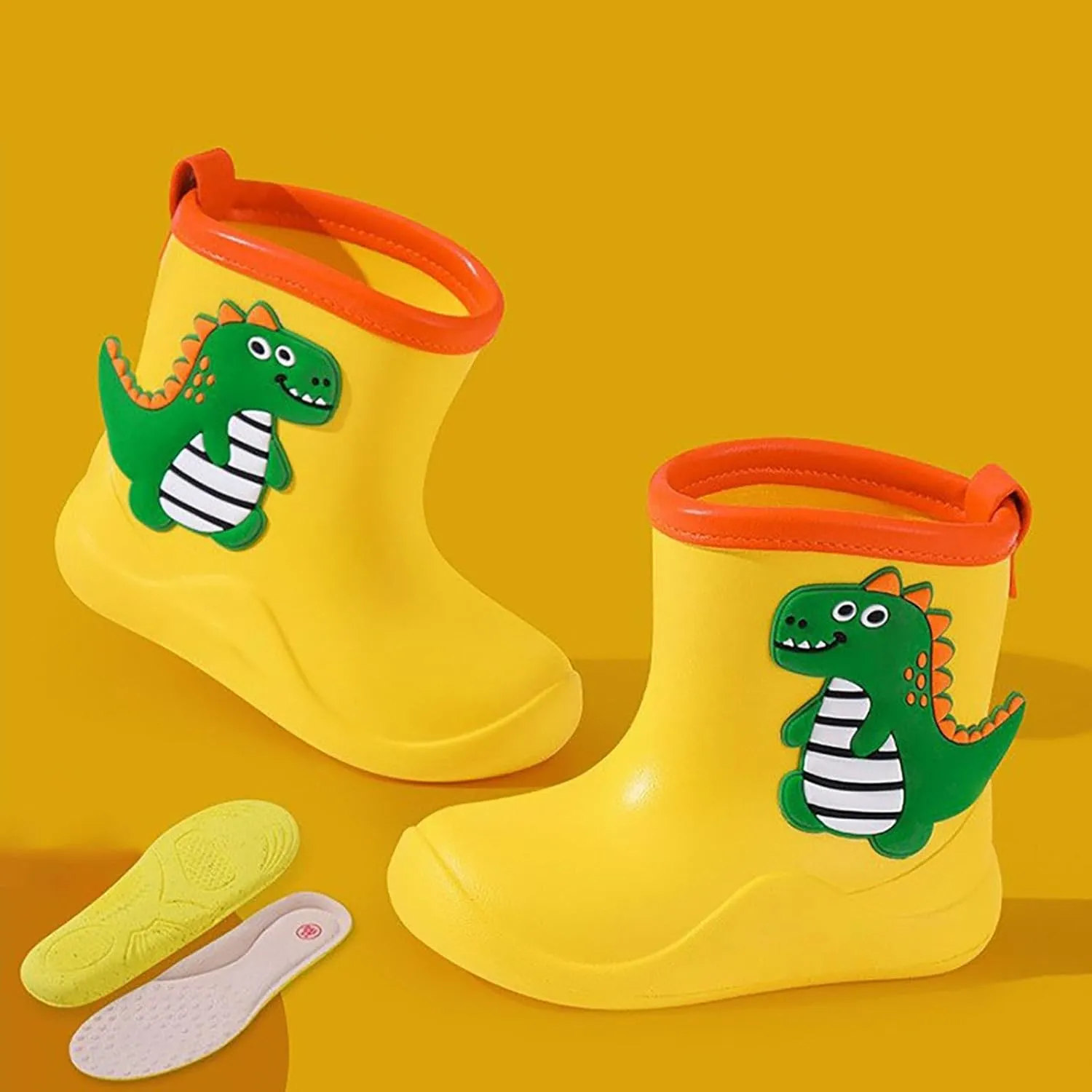 Toddler Kids Children Rain Boots Boys Girls Baby Cartoon Dinosaur Rain Shoes Non Slip Rubber Toddler Rain Boots