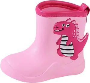 Toddler Kids Rain Boots Boys Girls Baby Cute Cartoon Dinosaur Print Rain Shoes Non Slip Rubber Snow Boots Kids Winter