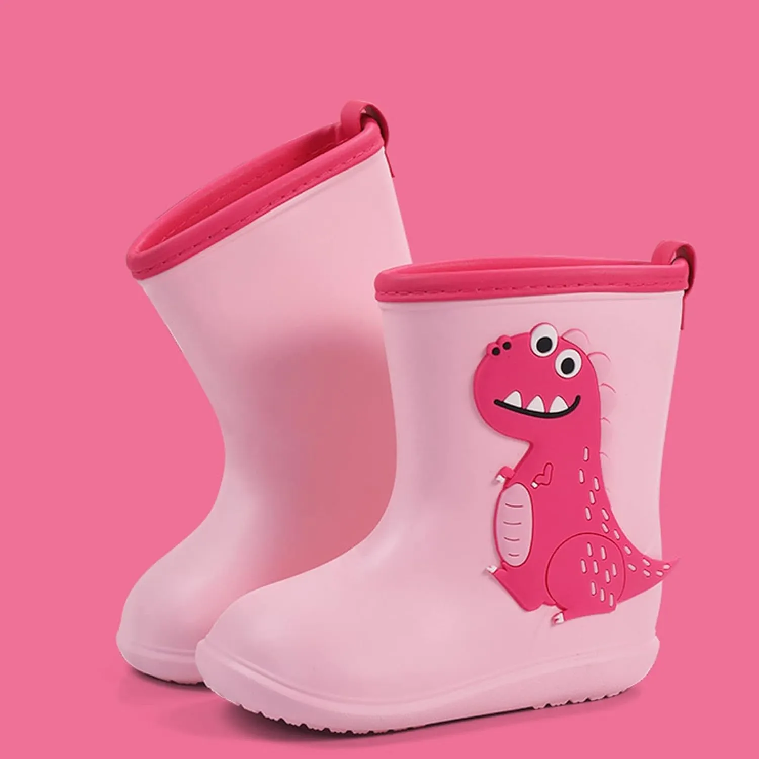 Toddler Rain Boots Kids Children Cute Dinosaur Pull on Rainboots Baby Boys Girls Cartoon Animals Water Infant Snow Boots