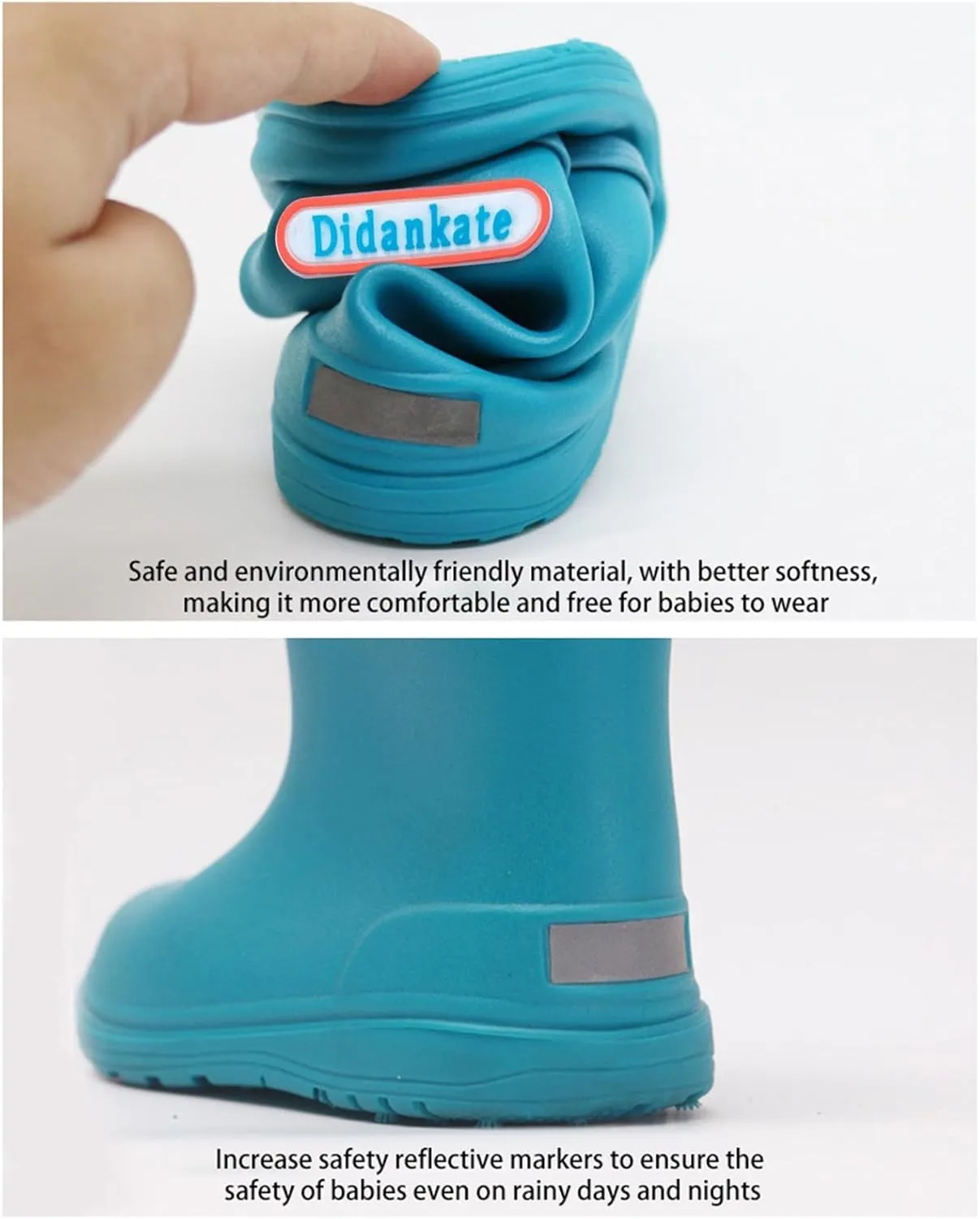Toddler Rain Boots with Easy On Handles Boys Girls Non-Slip Lightweight Insulated Rain Shoes Kids Rubber Baby Girl Boots