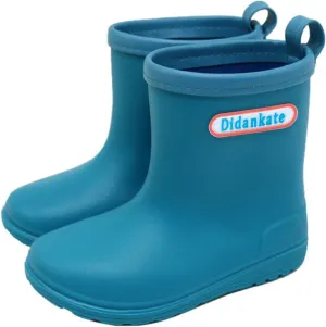 Toddler Rain Boots with Easy On Handles Boys Girls Non-Slip Lightweight Insulated Rain Shoes Kids Rubber Baby Girl Boots