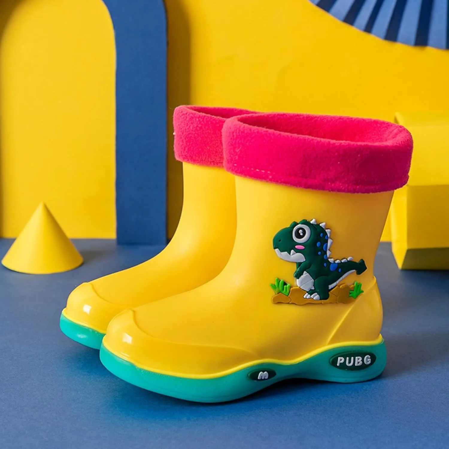 Toddler Warm Lined Rain Boots Baby Kids Dinosaur Rain Shoes Children Waterproof Winter Shoes for Water Shoes for Kids