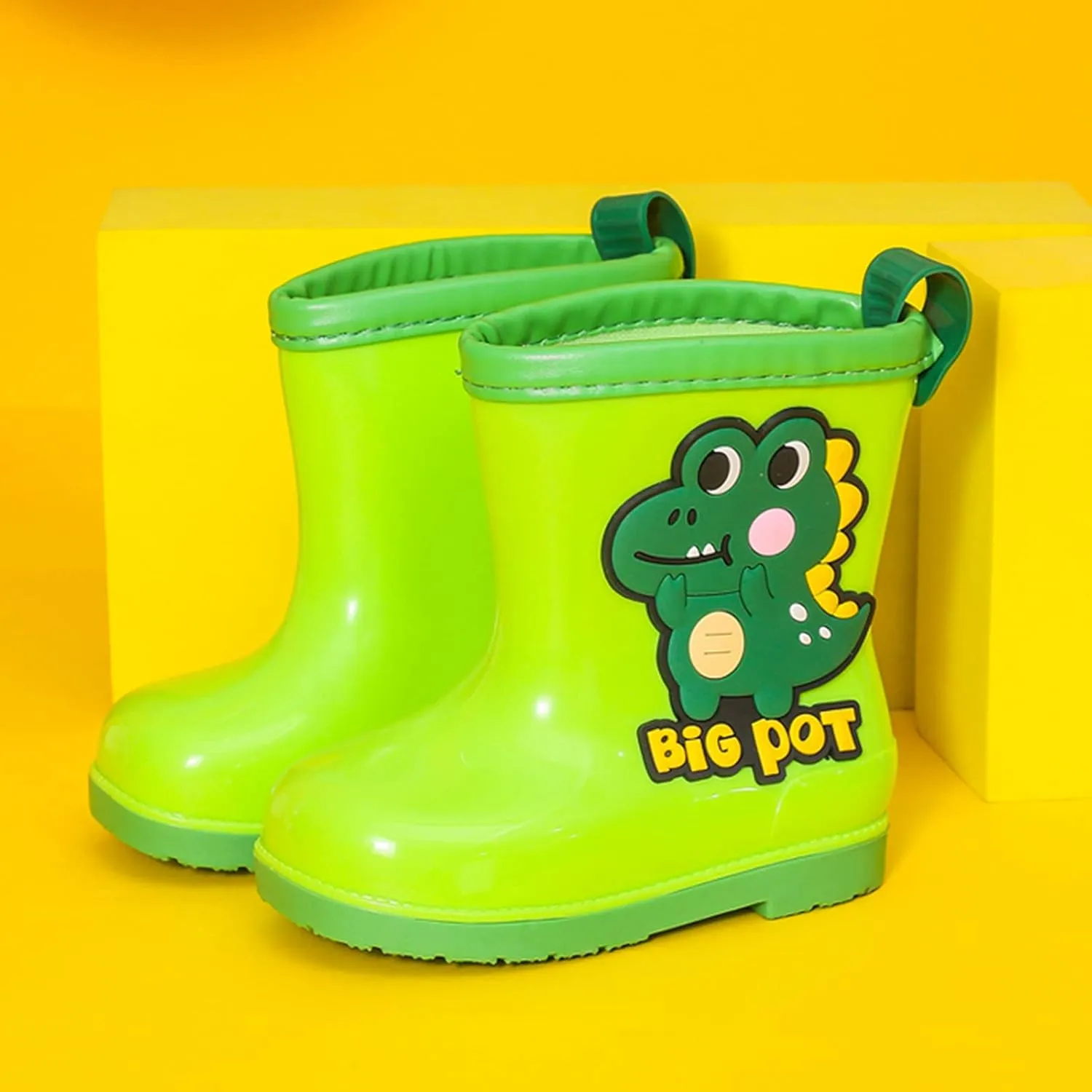 Unisex-Child Classic Rain Boots, 2-10Years Old Baby Rain Boots Infant Cartoon Dinosaur Rubber Waterproof Rain Shoes