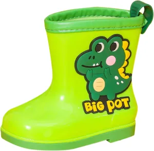 Unisex-Child Classic Rain Boots, 2-10Years Old Baby Rain Boots Infant Cartoon Dinosaur Rubber Waterproof Rain Shoes