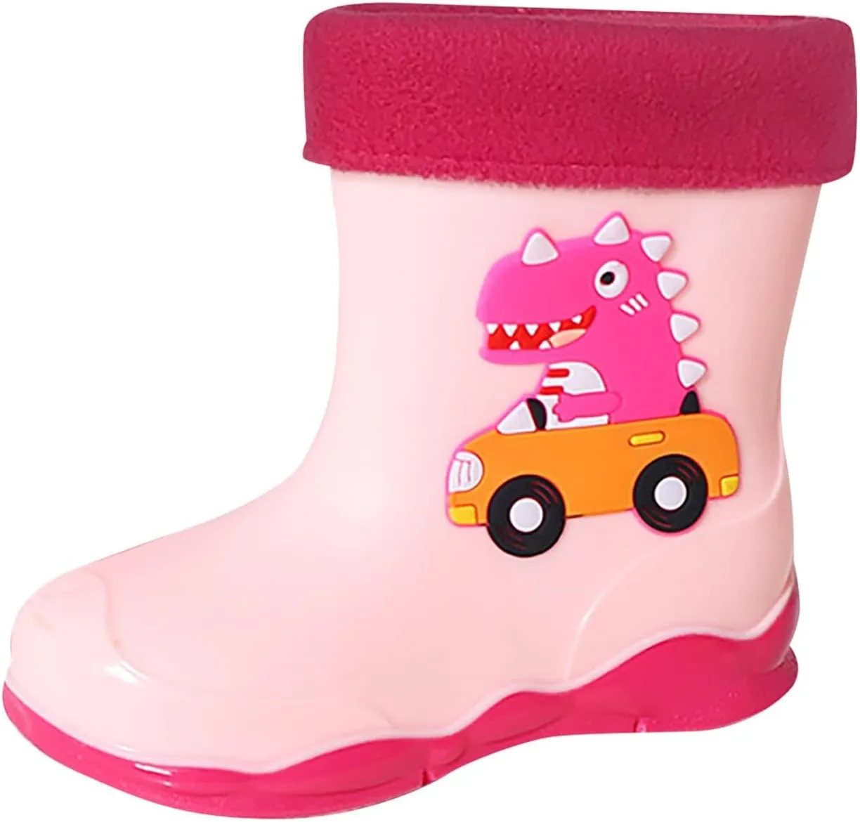 Unisex-Child Kids Rubber Waterproof Rain Boot for Boys and Girls Cute Dinosaur Cartoon Rain Shoes Mud Toddler Slippers