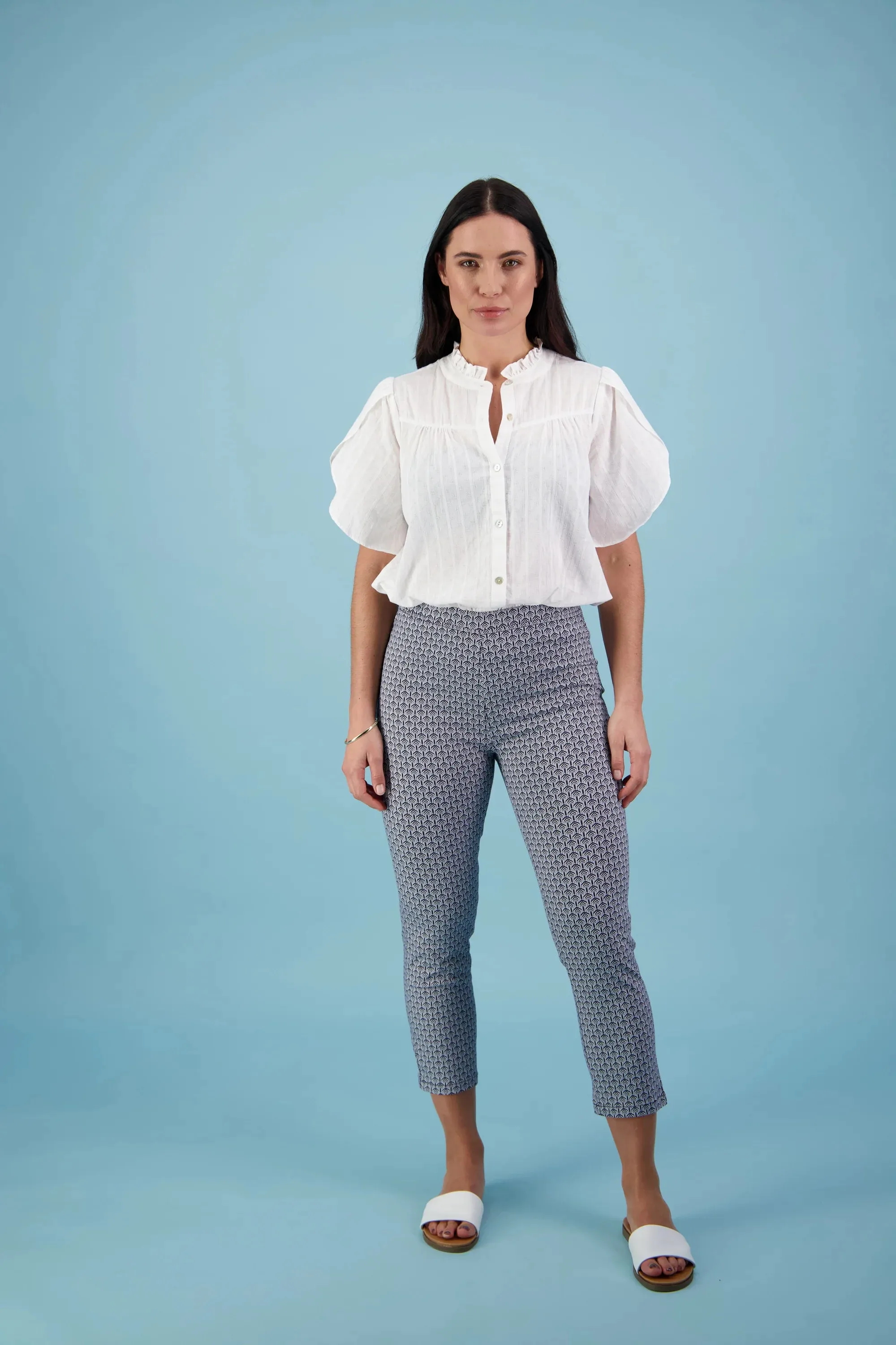 Vassalli - Skinny Leg 7/8 Length Lightweight Pull On - Chevron