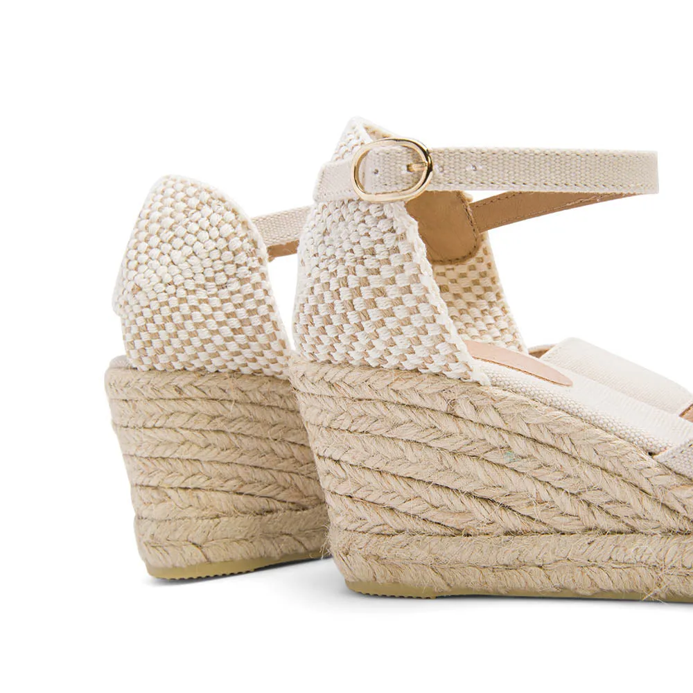 White Wedge Espadrilles with Peep Toe