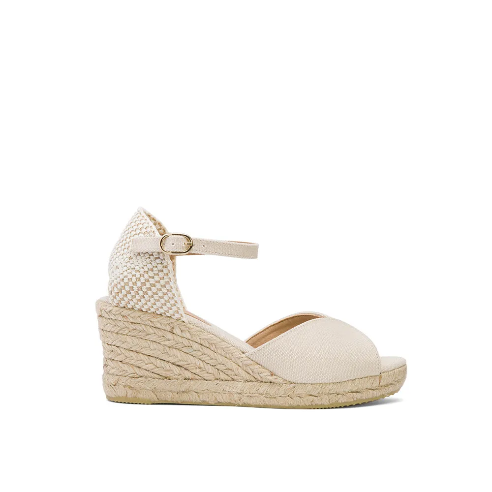 White Wedge Espadrilles with Peep Toe