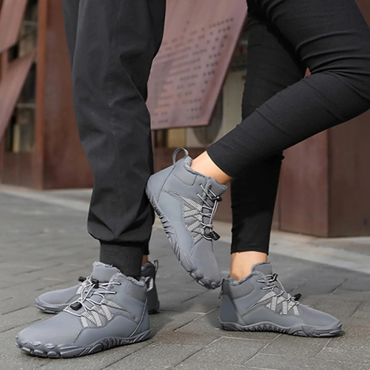 Winter Snow Ankle Boots Waterproof Warm Fur Lined Hiking Boot Zero Drop Sole Slip On Barefoot Shoes
