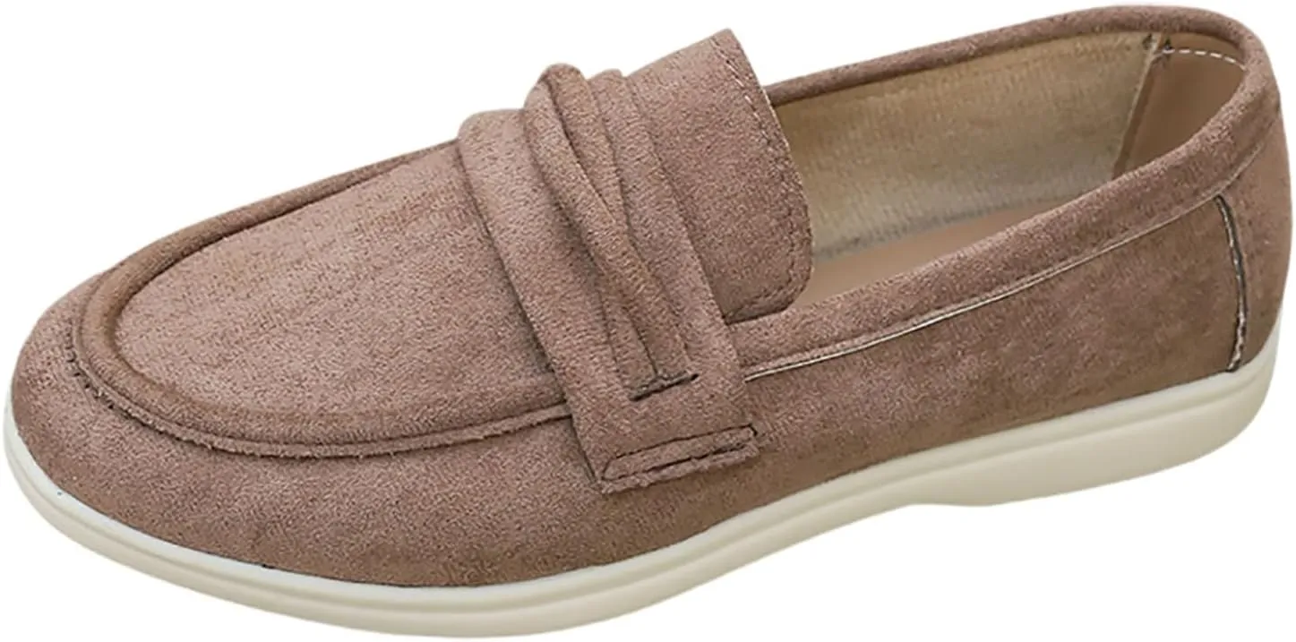 Women's Casual Suede Slip On Comfortable Walking Shoes for Everyday Wear with Soft Sole and Breathable Design