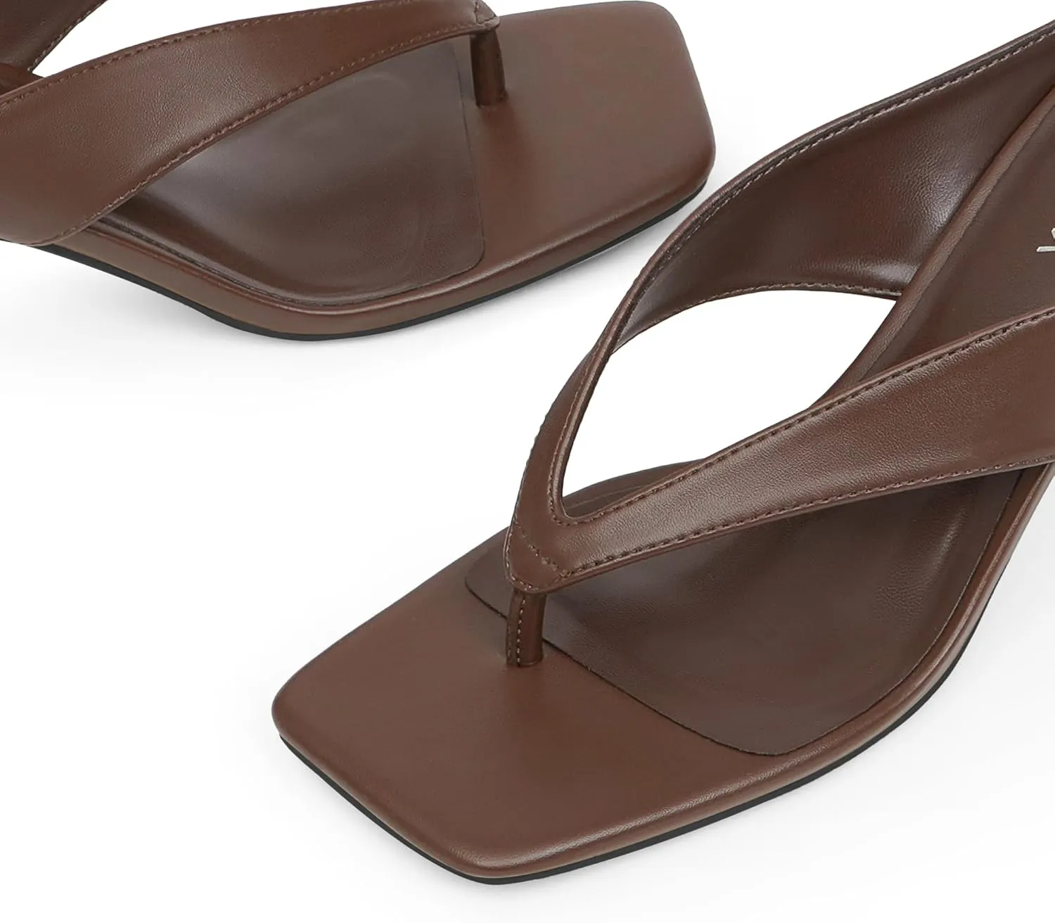 Womens Kitten Heels Flip Flops Slip On Open Toe Low Heels Thong Square Slide Summer Fashion Party Dress Heeled Sandals for Women