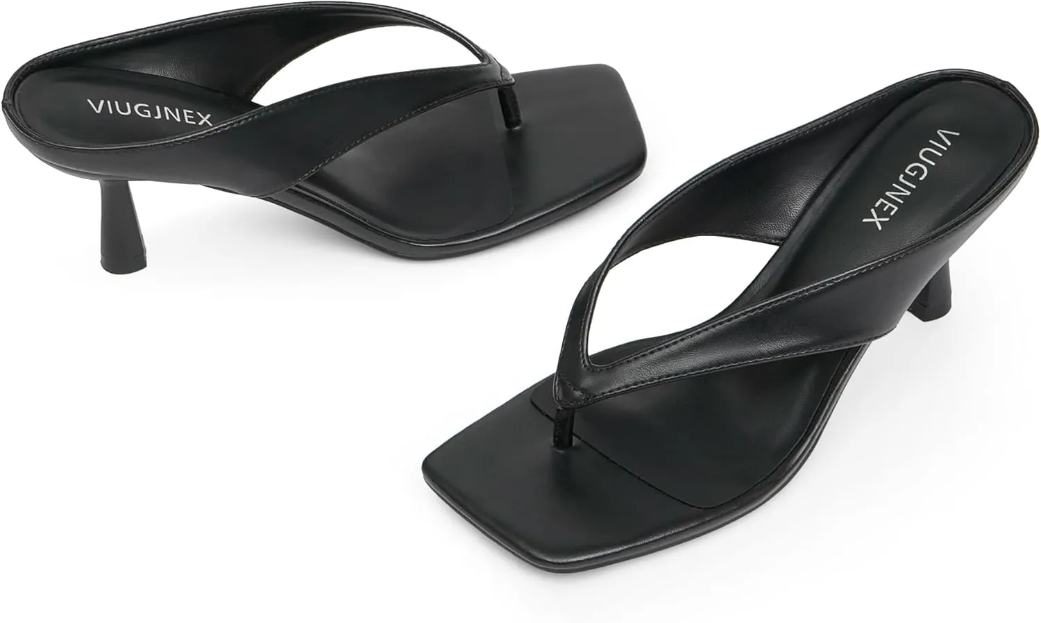 Womens Kitten Heels Flip Flops Slip On Open Toe Low Heels Thong Square Slide Summer Fashion Party Dress Heeled Sandals for Women