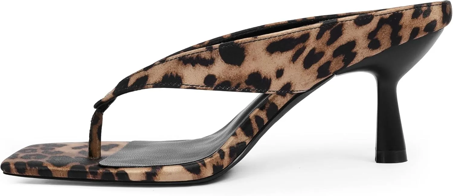 Women??s Kitten Heels Flip Flops Slip On Open Toe Low Heels Thong Square Slide Summer Fashion Party Heeled Dressy Sandals for Women