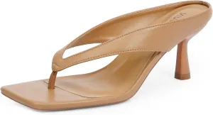 Women??s Kitten Heels Flip Flops Slip On Open Toe Low Heels Thong Square Slide Summer Fashion Party Heeled Dressy Sandals for Women