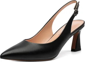 Women's Slingback Pumps Kitten Heel Pointed Toe Pumps for Women Comfort Kitten Mid Heels Buckle Pumps Wedding Party Dance Shoes