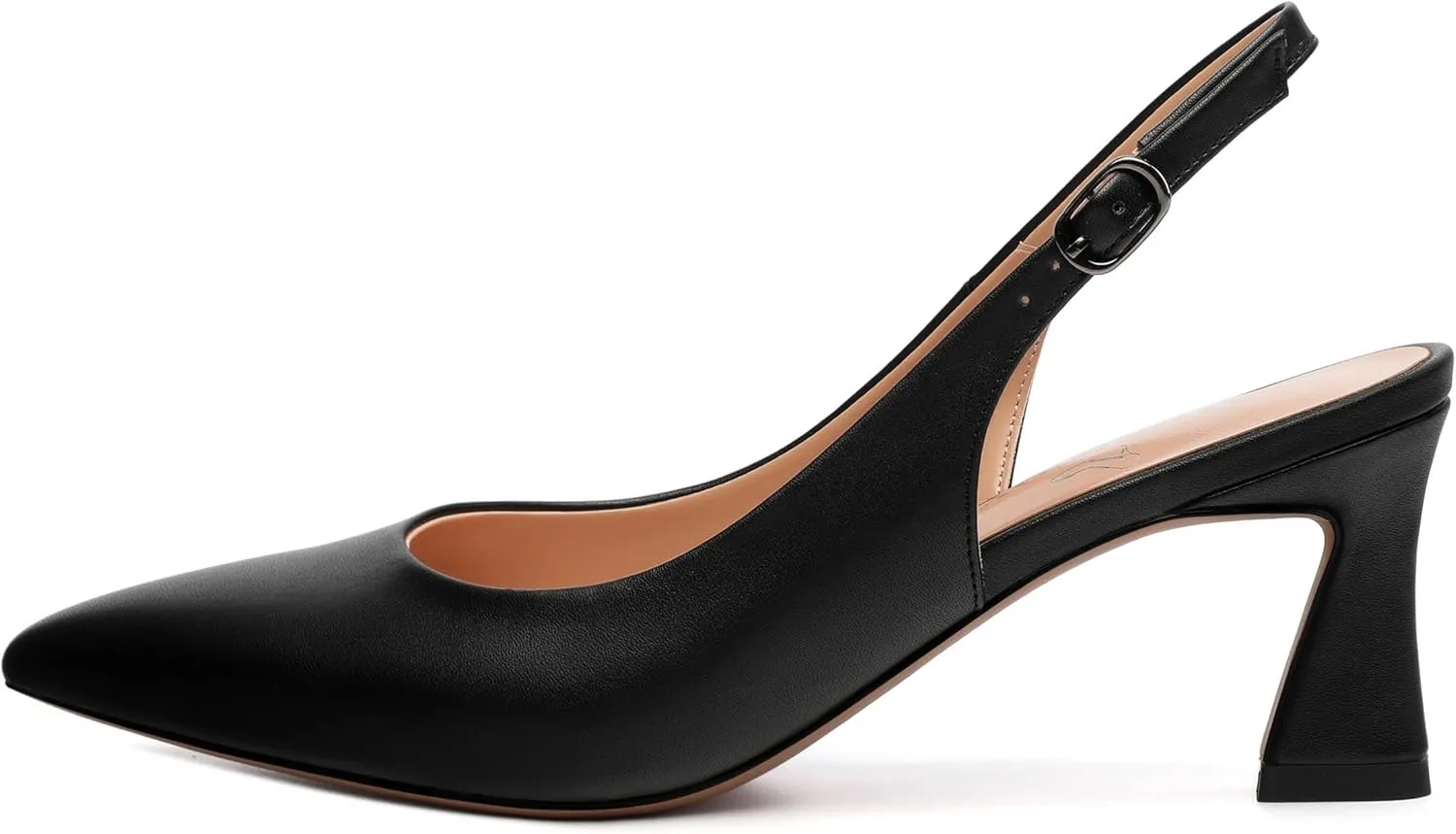 Women's Slingback Pumps Kitten Heel Pointed Toe Pumps for Women Comfort Kitten Mid Heels Buckle Pumps Wedding Party Dance Shoes