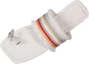 Women's Summer Bow Slippers Casual Comfortable Outdoor Beach Sandals Lightweight Slip On Footwear for Daily Wear