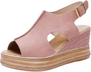 ZSpzx Wedge Sandals for Women 2025,Women's Comfortable Ankle Strap Sandal Dressy Summer Casual Strappy Platform Orthopedic Walking Open Toe Mule Wedges Cork Ladies Shoes for Outdoor Travel