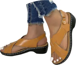 ZSpzx Women's Orthopedic Arch Support Sandals Comfortable for Women Foot Plantar Fasciitis Bunion Slide Open Toe Crisscross Straps Slip On Dressy Summer Adjustable Walking Casual Orthotic Beach Shoes
